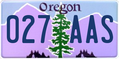 OR license plate 027AAS
