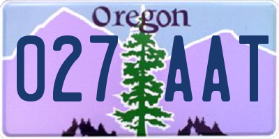 OR license plate 027AAT