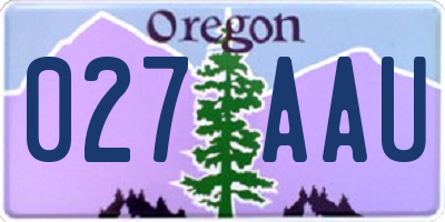 OR license plate 027AAU