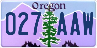 OR license plate 027AAW