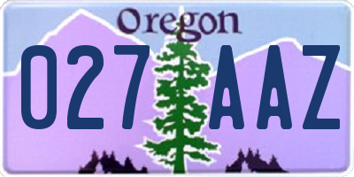 OR license plate 027AAZ