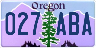 OR license plate 027ABA
