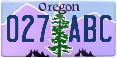 OR license plate 027ABC