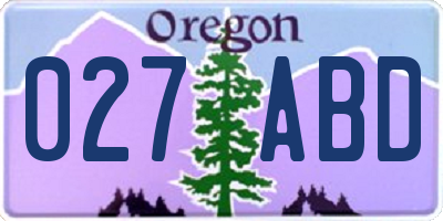 OR license plate 027ABD