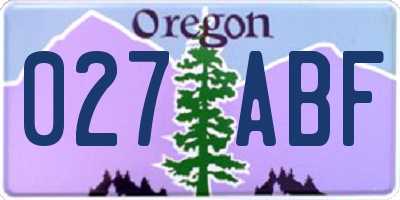 OR license plate 027ABF