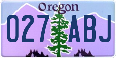 OR license plate 027ABJ