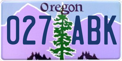 OR license plate 027ABK
