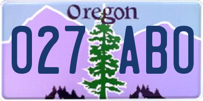 OR license plate 027ABO