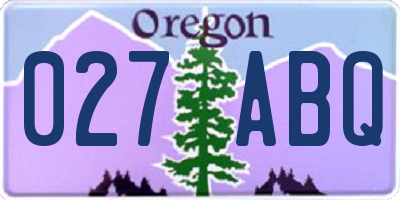 OR license plate 027ABQ