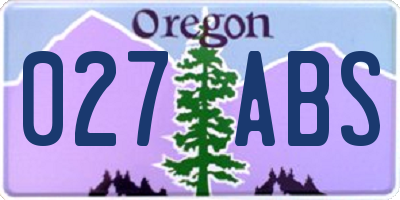 OR license plate 027ABS