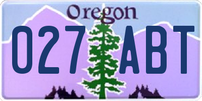 OR license plate 027ABT