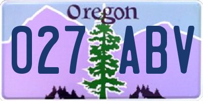 OR license plate 027ABV