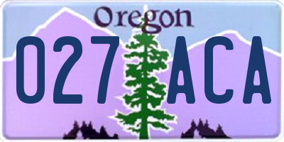 OR license plate 027ACA