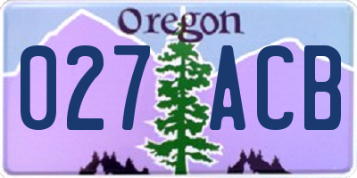 OR license plate 027ACB