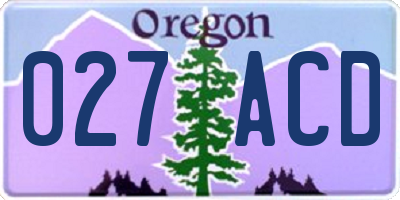 OR license plate 027ACD