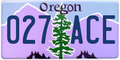 OR license plate 027ACE