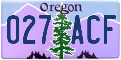 OR license plate 027ACF
