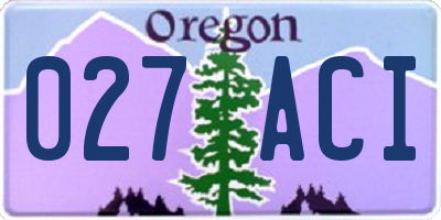 OR license plate 027ACI