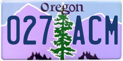 OR license plate 027ACM