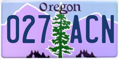 OR license plate 027ACN
