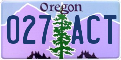 OR license plate 027ACT