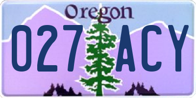 OR license plate 027ACY