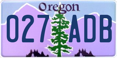OR license plate 027ADB
