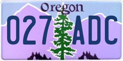 OR license plate 027ADC