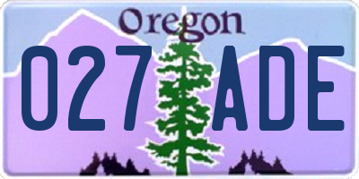 OR license plate 027ADE