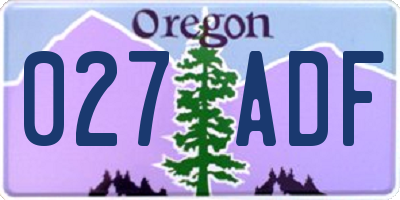 OR license plate 027ADF
