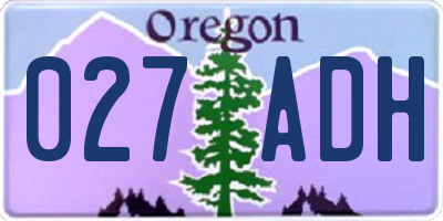 OR license plate 027ADH