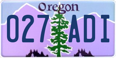 OR license plate 027ADI