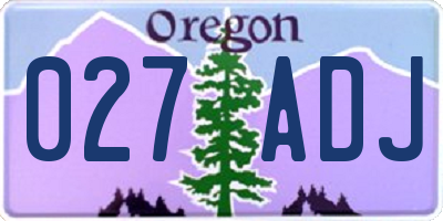 OR license plate 027ADJ