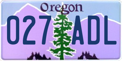 OR license plate 027ADL