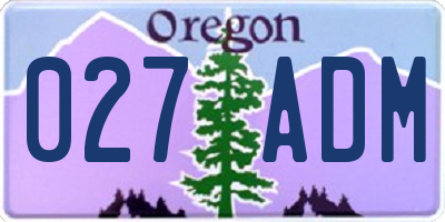 OR license plate 027ADM