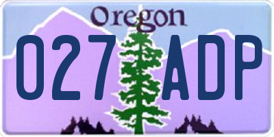 OR license plate 027ADP