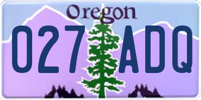 OR license plate 027ADQ