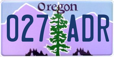 OR license plate 027ADR
