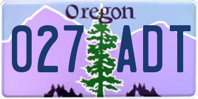 OR license plate 027ADT