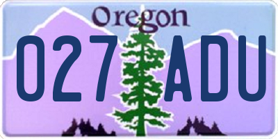 OR license plate 027ADU