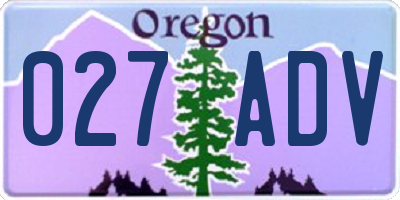 OR license plate 027ADV