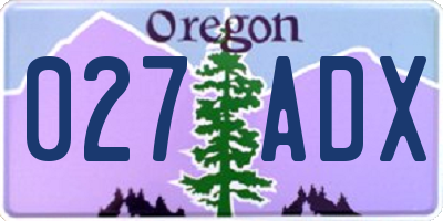 OR license plate 027ADX