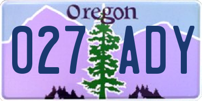 OR license plate 027ADY