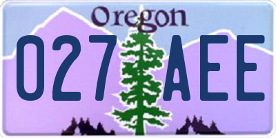 OR license plate 027AEE