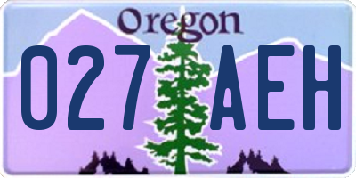 OR license plate 027AEH