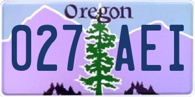 OR license plate 027AEI