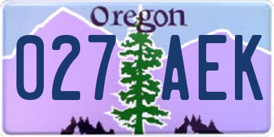 OR license plate 027AEK