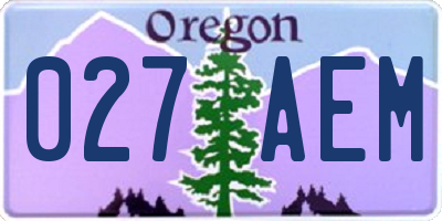 OR license plate 027AEM
