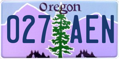 OR license plate 027AEN
