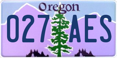 OR license plate 027AES